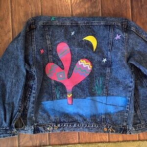 ORIGINAL JD Designworks handpainted 80s Cactus Denim Jacket